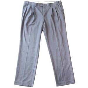 Ralph Lauren Pants Mens 38X30 Blue Plaid Sharkskin Pleated Front Trousers Dressy